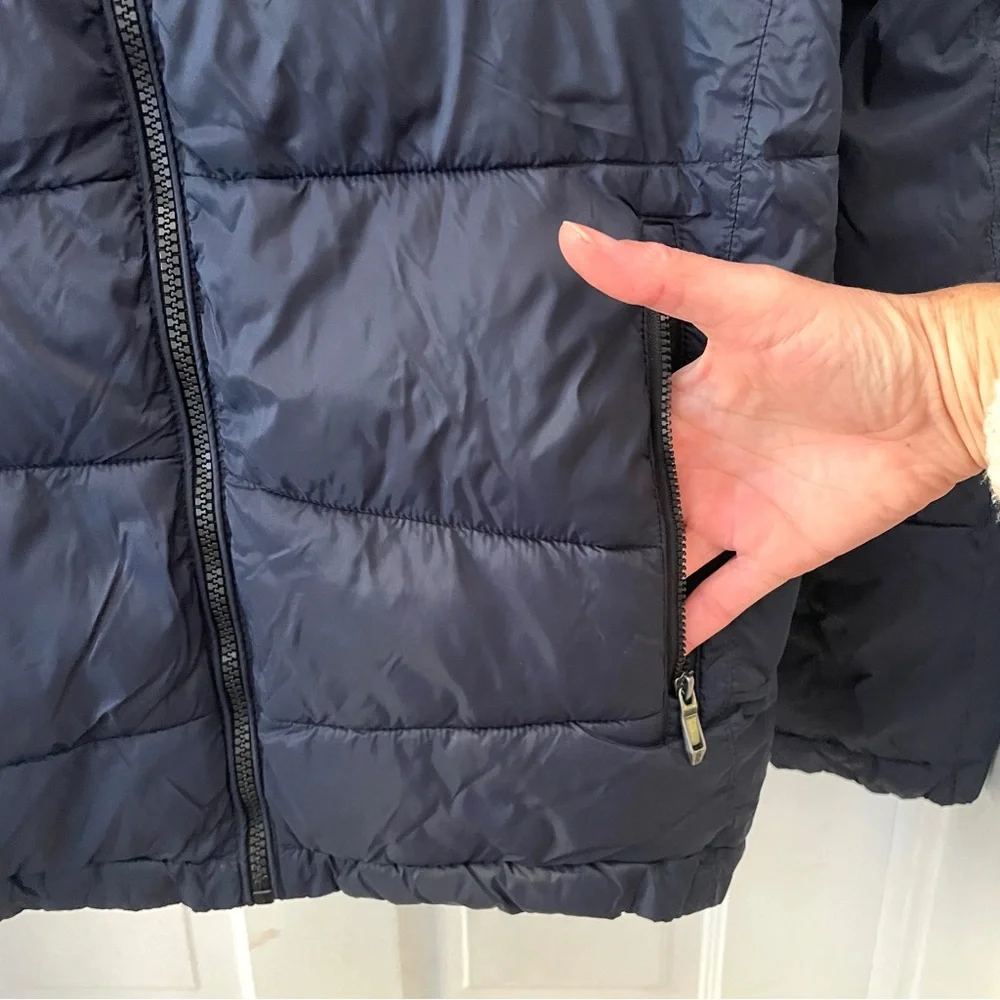 Spyder Nexus Hooded Puffer Logo Jacket in Dark Navy Size M